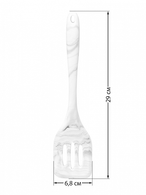 Лопатка кулинарная с прорезями 29,5x6,8см DE'NASTIA мрамор серый/белый силикон 000000000001210431