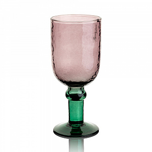 Бокал для вина 350мл 8x8x18,5;см DE'NASTIA КУБОК овал ручная работа фиолетовый/зеленый стекло 000000000001221585