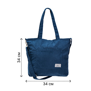 Сумка женская 34x34х7см индиго вельвет/полиэстер 000000000001221757