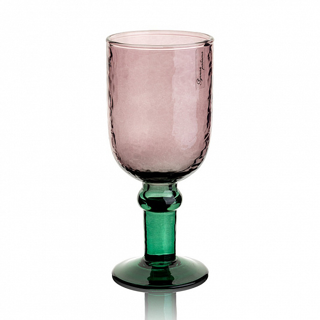 Бокал для вина 350мл 8x8x18,5;см DE'NASTIA КУБОК овал ручная работа фиолетовый/зеленый стекло 000000000001221585