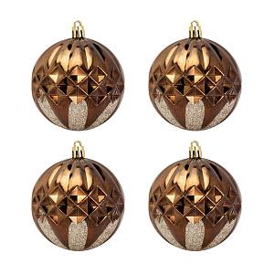 Декоративное украшение Набор шаров 4шт 8см Рельеф серия Бронзовая пластик 000000000001224105