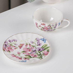 Пара чайная 180мл/блюдце ДОЛЯНА Колокольчики керамика 000000000001210609