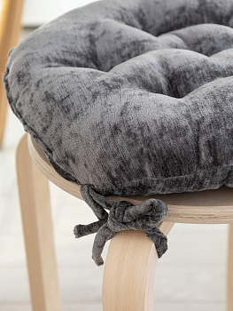 Подушка на стул 40см DE'NASTIA темно-серый велюр меланж полиэстер 000000000001226728