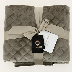 Покрывало 220x240см DeNASTIA Геометрия велюр светло-коричневый полиэстер U000261 000000000001203745