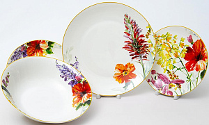 Набор столовой посуды 19 предметов BALSFORD Акварельный букет (обеденная 27см-6шт/десертная 20,5см-6шт/салатник 20,5см-6шт/салатник 23см 1,2л) фарфор 000000000001204596