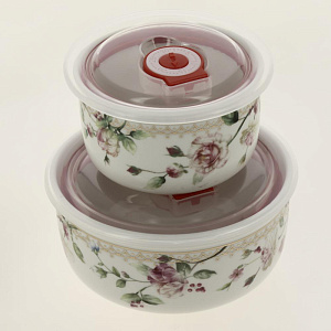 Набор салатников 2шт 280мл/560мл BALSFORD Стефания пластиковая крышка подарочная упаковка фарфор 000000000001203921