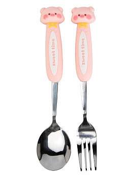 Набор столовых приборов 2 предмета (ложка столовая 18см, вилка столовая 18см) в футляре в ассортименте нержавеющая сталь/полипропилен 000000000001229435