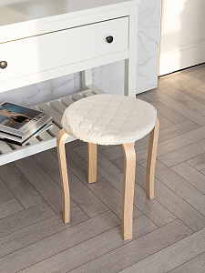 Чехол на табурет 33см DE'NASTIA круглый на резинке молочный полиэстер 000000000001229950