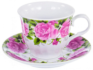 Пара чайная 220мл/блюдце OLAFF Сад Флора подарочная упаковка фарфор 000000000001197807