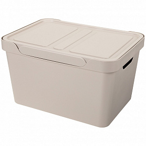 Ящик 38х27,6х22см 18л ECONOVA LUXE универсальный с крышкой светло-бежевый пластик 000000000001206128