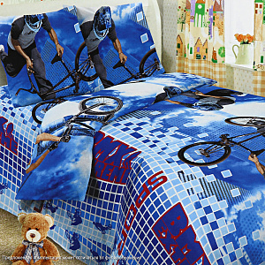 Комплект постельного белья 1,5-спальный DRIVE Велоспорт 100%хлопок поплин 110гр/м рисунок 1627 000000000001169657