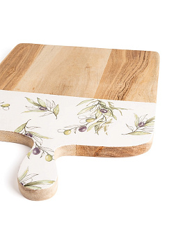 Доска универсальная 36x25,5x1,5см DE'NASTIA оливки с ручкой эмаль/акация 000000000001221788