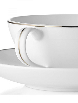 Чайная пара костяной фарфор 210мл Alpino ESPRADO, отводка сметаллическим блеском, серебристая, можно мыть в ПММ, можно в микроволновой печиALP021WE303 000000000001193127