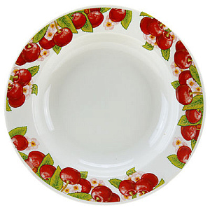 Тарелка фарфор суповая 240 мм супадкий край Вишни бортовые,088812 000000000001193480