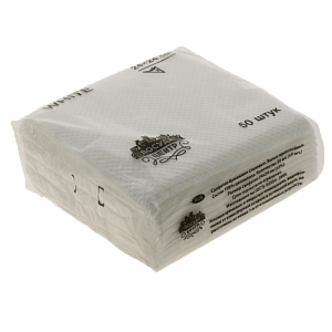 Салфетка бумажная 24x24см 50 листов белая, однослойная перфорированная, PC05164 000000000001188388