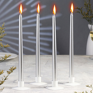 Набор свечей 4шт 25см серебро парафин 000000000001214471