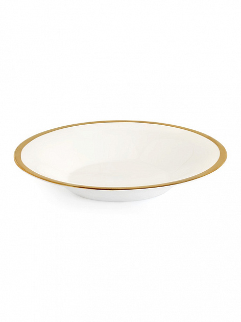 Тарелка суповая 21,5см 415мл LUCKY белая с золотой каймой стеклокерамика 000000000001218954