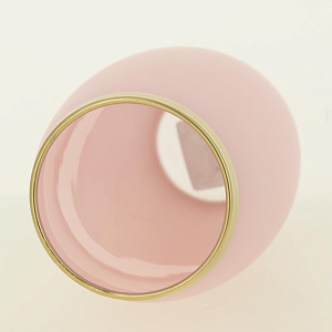 Ваза стеклянная бочка высотой 26 см, Тонировка Пудра, золотой ободок.7736/250/rt013 000000000001191042