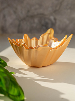 Ваза-конфетница 14см EFE GLASS Цветок металлик золото стекло 000000000001213534