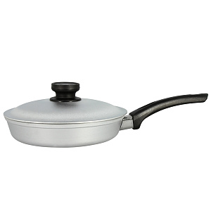 Сковорода 20см БИОЛ пластикова ручка крышка ровное дно алюминий 000000000001141623