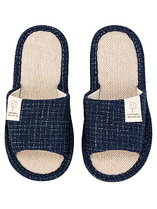 Тапочки домашние 40-41 женские открытые текстильные синий полиэстер/ПВХ 000000000001228895