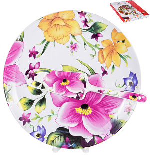 Набор для торта 2 предмета (блюдо 27см/лопатка) OLAFF Лилейник фарфор 000000000001195473