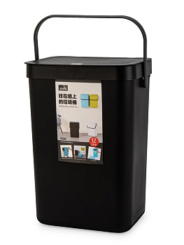 Контейнер для мусора12л с ручкой доп креплением на стену микс пластик_ST 000000000001228728