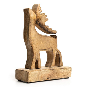Декоративная фигурка 17x12,5x2,5см DE'NASTIA Лось бежевый дерево манго 000000000001225937