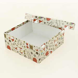 Коробка подарочная 17x17x7см РУТАУПАК Веселый Санта квадратная 000000000001208363