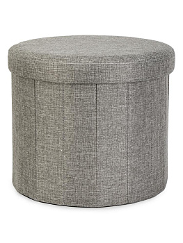 Пуфик складной 38х33см круглый серый велюр 000000000001226425