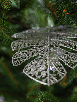 Декоративное украшение Лист серебряный 17х30,5см 3шт MANDARIN полистирол 000000000001209335