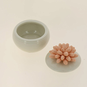 Декоративная шкатулка белая с персиковым цветком из фарфора / 7x7x5,6см арт.76814 000000000001195738