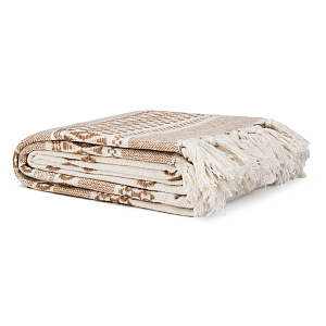 Плед 150х200см LUCKY ETNIC SGTH-1238 узор/полоска бежевый экрю хлопок 100% 000000000001218040