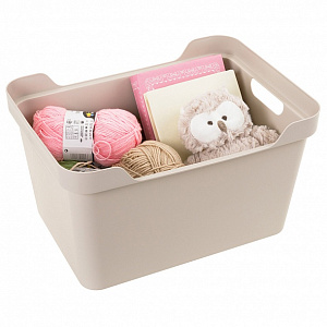 Ящик 38х27,6х22см 18л ECONOVA LUXE универсальный с крышкой светло-бежевый пластик 000000000001206128