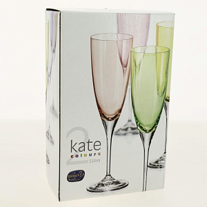 BOHEMIA Cristal   Кейт  Н-р 2  бокалы  д/шам 220мл жел72148 000000000001172613