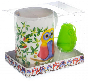 Кружка заварочная 310мл BALSFORD Совы силиконовое сито подарочная упаковка фарфор 000000000001197853