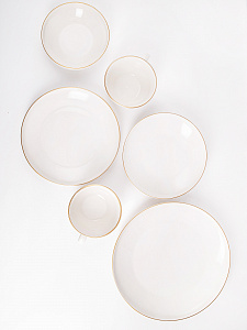 Набор столовой посуды 19 предметов TULU PORSELEN Tutku (обеденная 27см -6шт, десертная 21см-6шт, суповая 19см-6шт, салатник 18см-1шт) фарфор 000000000001212909