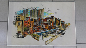 Коврик придверный LUCKY ПЭ 60х90см бежевый (город) M111218 000000000001203635