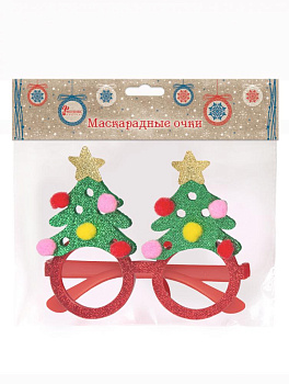 Маскарадные очки Ёлки из полипропилена с декором из нетканого материала (полиэфирные волокна) 14x13x4,5см 82308 000000000001201845