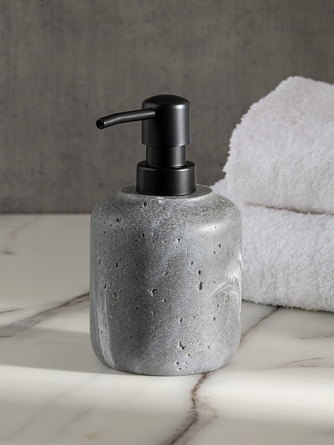 Диспенсер для жидкого мыла 300мл 8,5см DE'NASTIA Ronda белая волна серый полирезина 000000000001227017