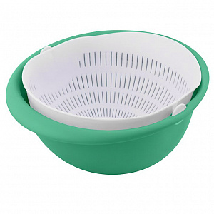 Миска-дуршлаг МУЛЬТИДОМ для мытья фруктов и овощей 2-в-1 пластмасса YM80-105 000000000001205900