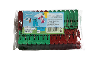 Набор прищепок 28штук ИНТЕРМ MINI индивидуальная упаковка полипропилен К0312 000000000001204539