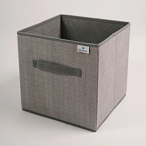 Коробка для хранения 30x30x30см РУТАУПАК квадрат без крышки ручки серая ткань 000000000001211967