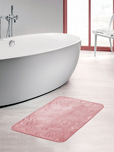 Коврик для ванной 50x70см DE'NASTIA РАКУШКИ memory розовый наполнитель пенополиуретан с эффектом памяти 100% полиэстер 000000000001177064