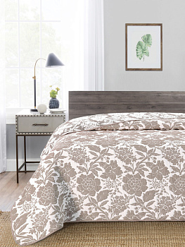 Покрывало DE'NASTIA 200х240см 3 слоя жаккард пион коричневый U000114 000000000001195457