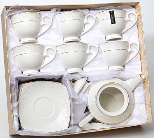 Набор чайный 13 предметов BALSFORD НЕЖНОСТЬ (чашка 300мл-6шт,блюдце-6шт,чайник 850мл) подарочная упаковка фарфор 000000000001207522