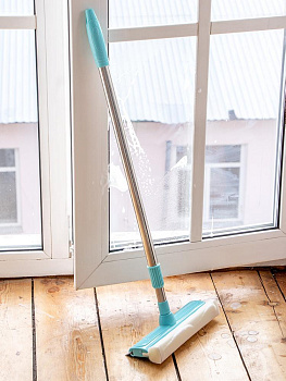 Окномойка 75-125см LUCKY с телескопической ручкой голубой нержавеющая сталь/пенополиуретан/резина 000000000001217310