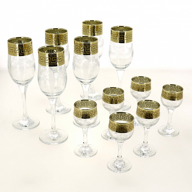 Набор 12 предметов ПРОМСИЗ Барокко (шампанское + водка) стекло 000000000001190660
