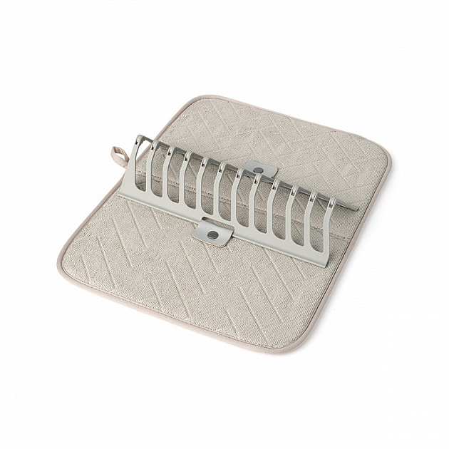 Набор сушилка+коврик для сушки посуды DE'NASTIA складная серый пластик/полиэстер 000000000001223884