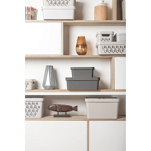 Ящик 38х27,6х14см 12л ECONOVA LUXE универсальный с крышкой серый пластик 000000000001206125